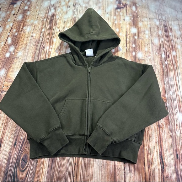 Aritzia Tops - ARITZIA BOYFRIEND FIT SWEATFLEECE COZY FLEECE HOODIE OLIVE GREEN SIZE SMALL